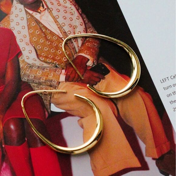 Boutique Jewelry - 18K Gold Water Drop Hoop Earrings